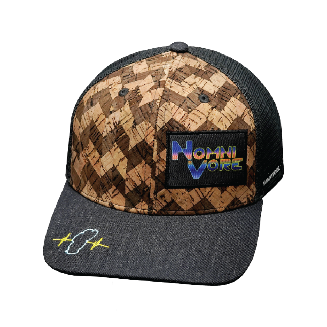 Custom 6 Panel - Cork - Charcoal Gray - Trucker Mesh (Unisex)
