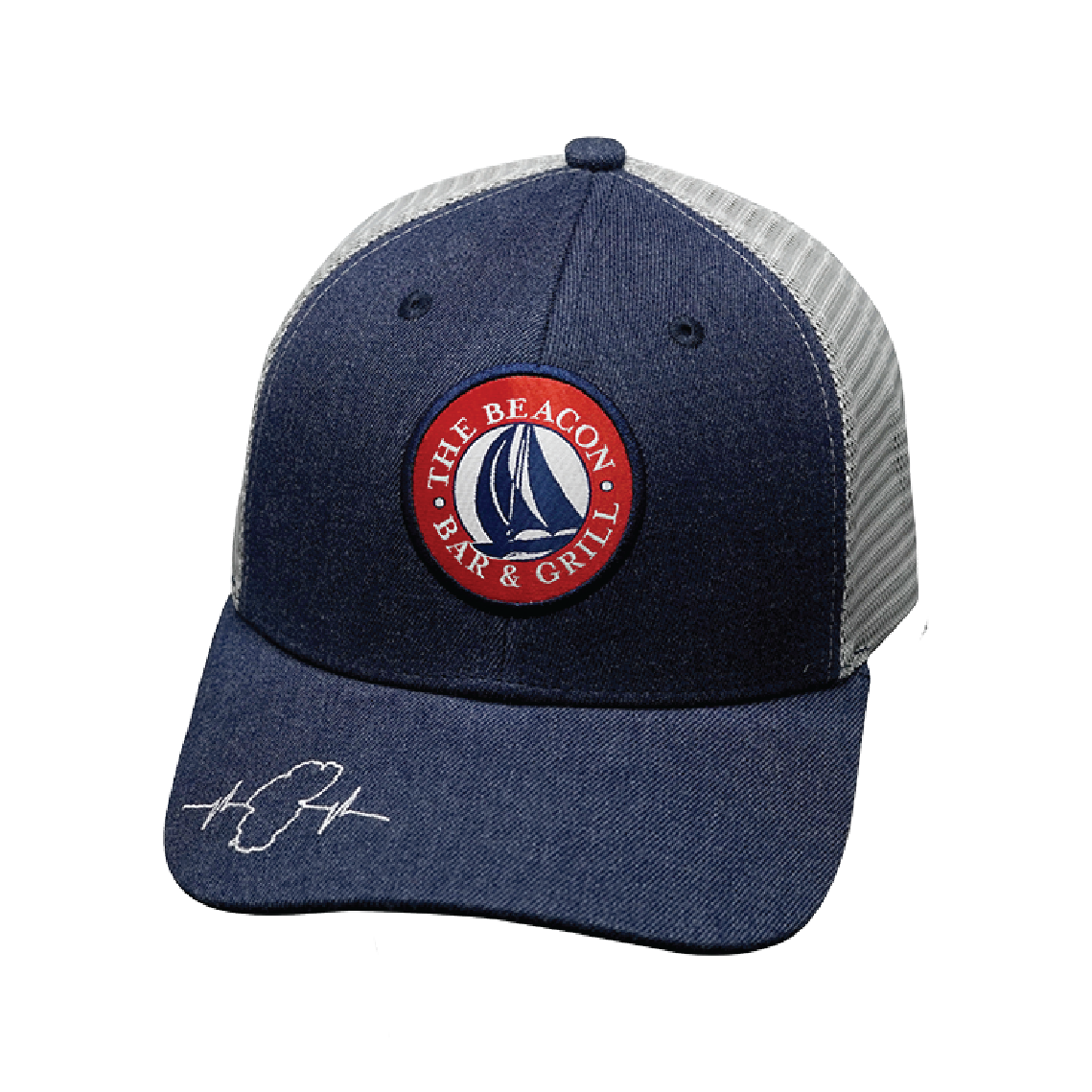 Custom - 6 Panel - Heather Navy / Gray - Trucker Mesh (Unisex)
