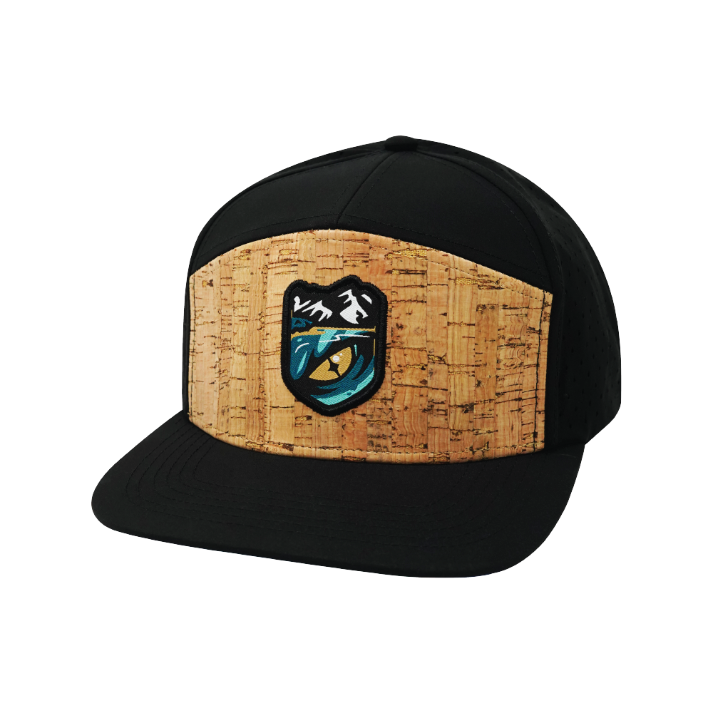 Custom - 7 Panel - Cork - Black - Laser Mesh (Unisex)