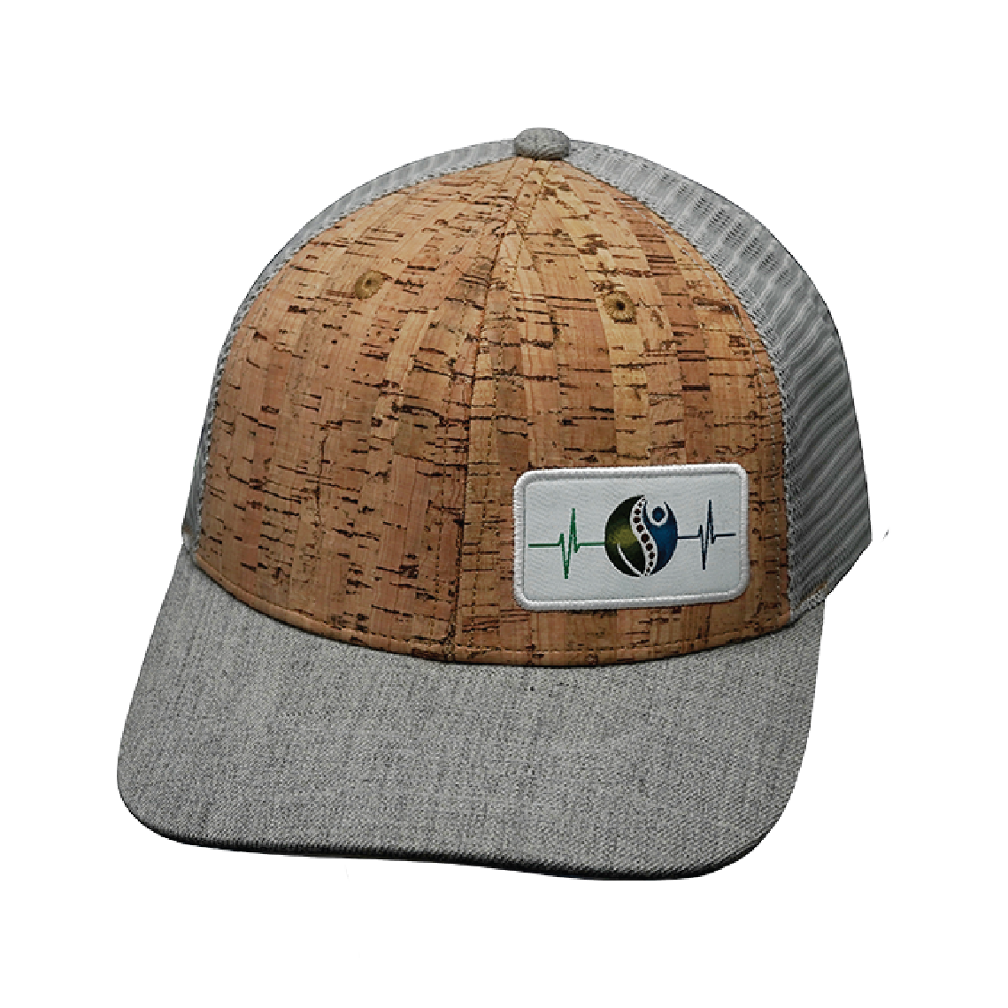 Custom - 6 Panel - Cork - Heather Gray / Gray - Trucker Mesh (Unsex)