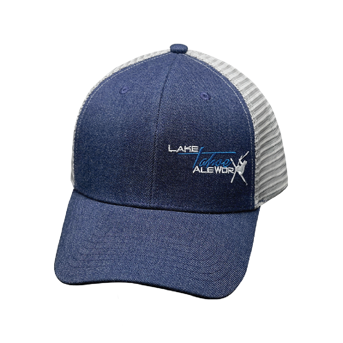 Custom - 6 Panel - Shallow Fit - Heather Navy / Gray - Trucker Mesh (Unisex)