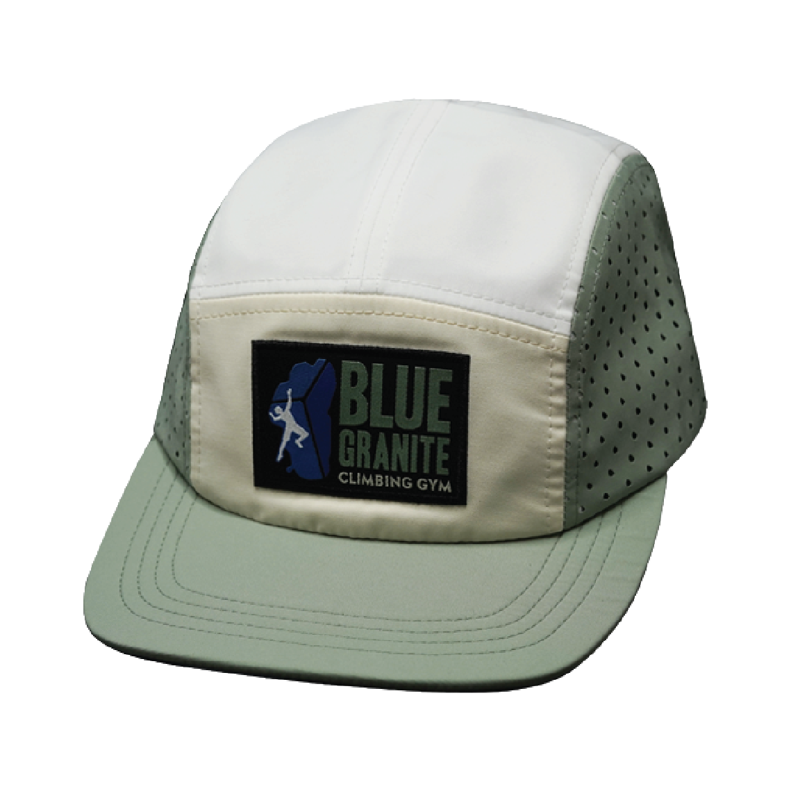 Custom - 5 Panel - Sporty - Unstructured - Sage / Cream / White - Laser Mesh (Unisex)