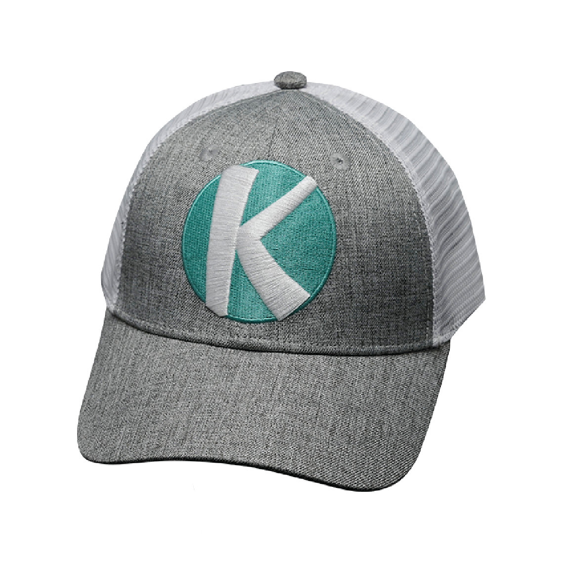Custom - 6 Panel - Shallow Fit - Heather Gray / White - Trucker Mesh (Unisex)