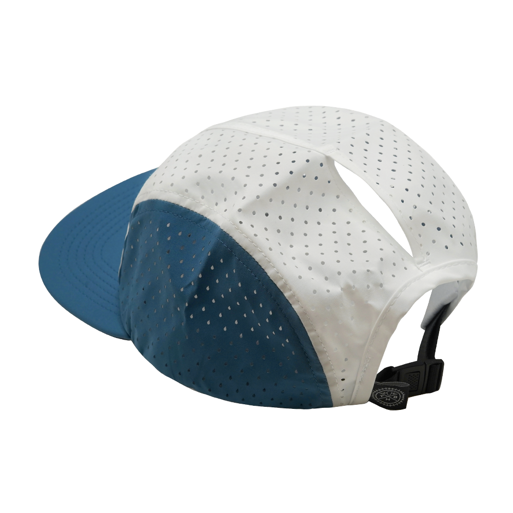 5 Panel - Sporty - Unstructured - Pony Tail - Light Blue / White - Laser Mesh (Unisex)