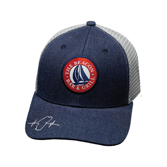 Custom - 6 Panel - Heather Navy / Gray - Trucker Mesh (Unisex)
