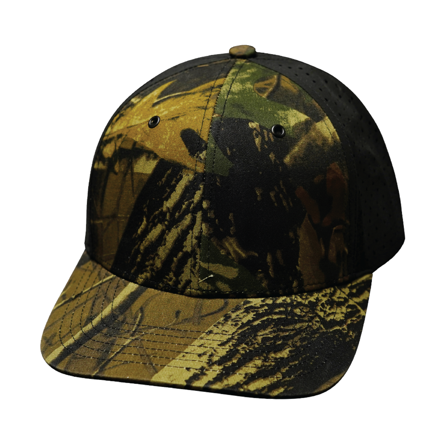 6 Panel - Tan Tree Camo / Black - Laser Mesh (Unisex)