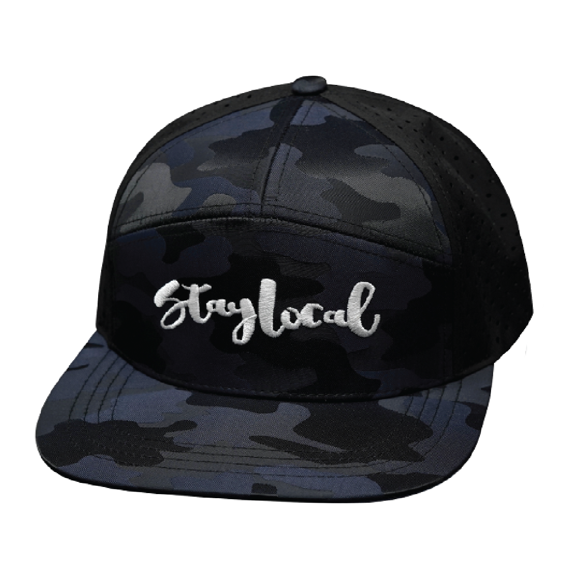 Custom - 7 Panel - Navy Camo / Black - Laser Mesh (Unisex)