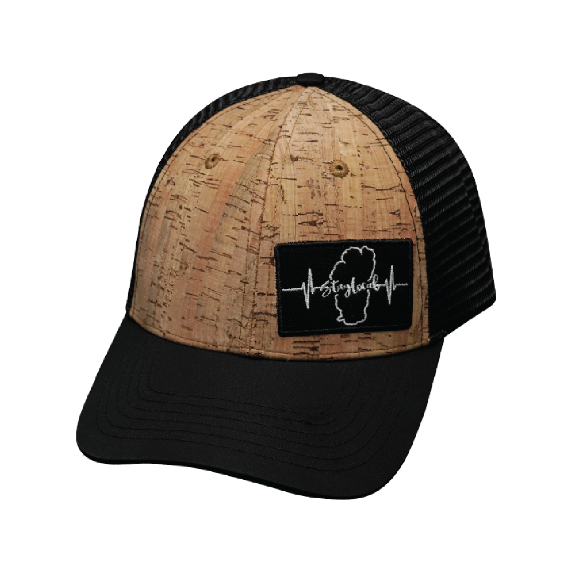 Custom - 6 Panel - Shallow Fit - Cork - Black - Trucker Mesh (Unisex)