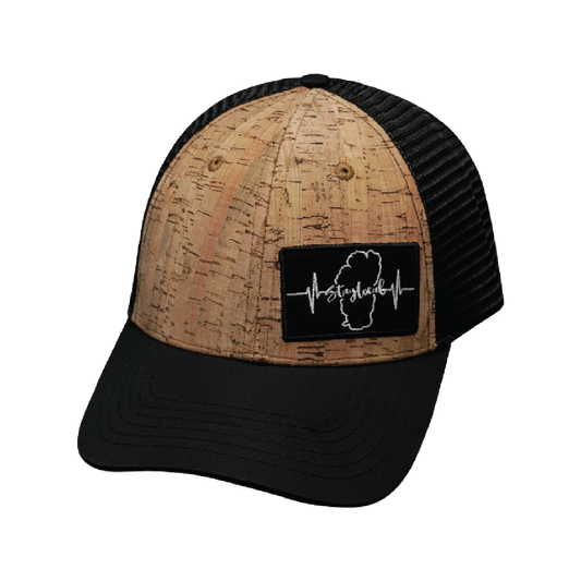 Custom - 6 Panel - Shallow Fit - Cork - Black - Trucker Mesh (Unisex)