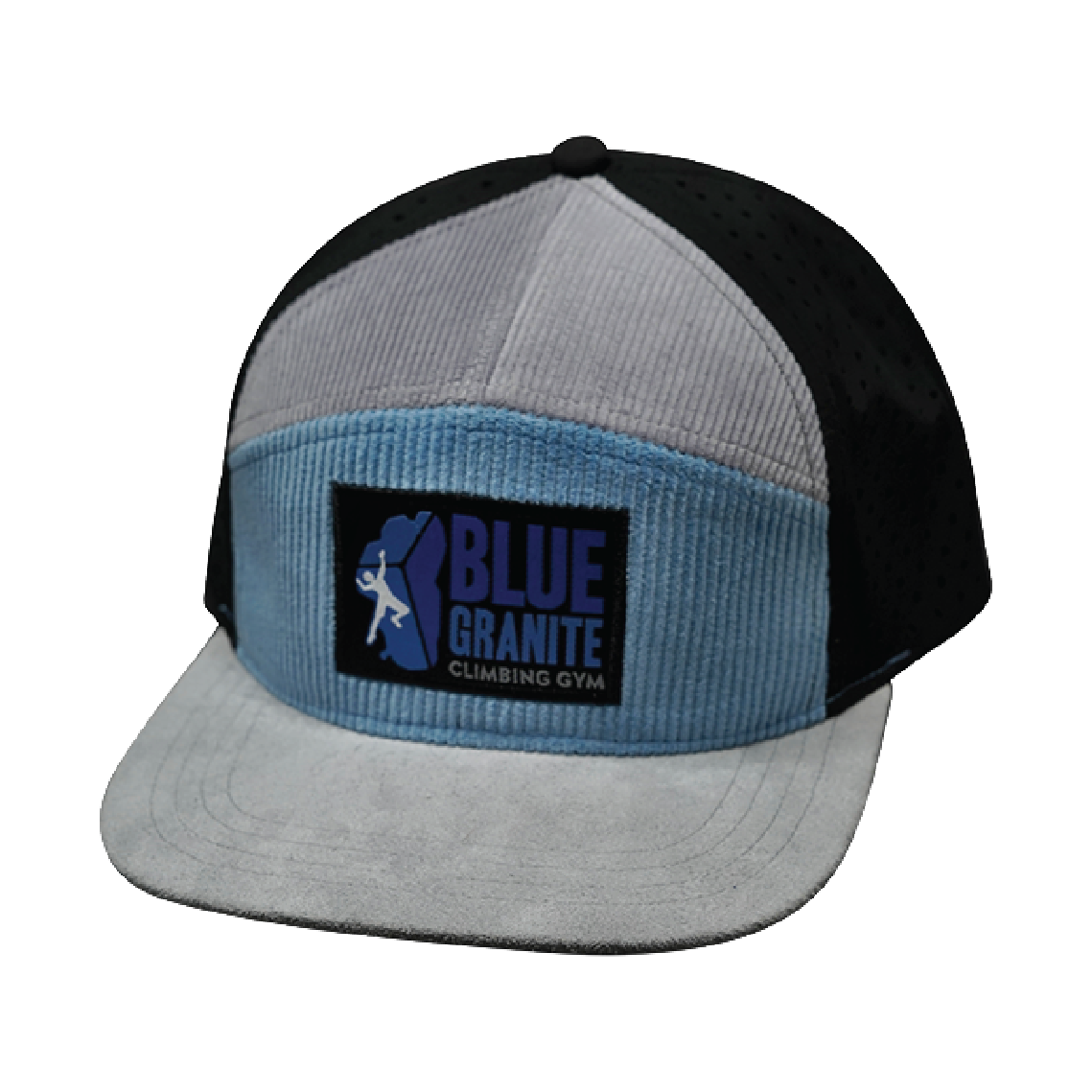 Custom Example - 7 Panel - Corduroy - Gray / Blue / Black - Laser Mesh (Unisex)