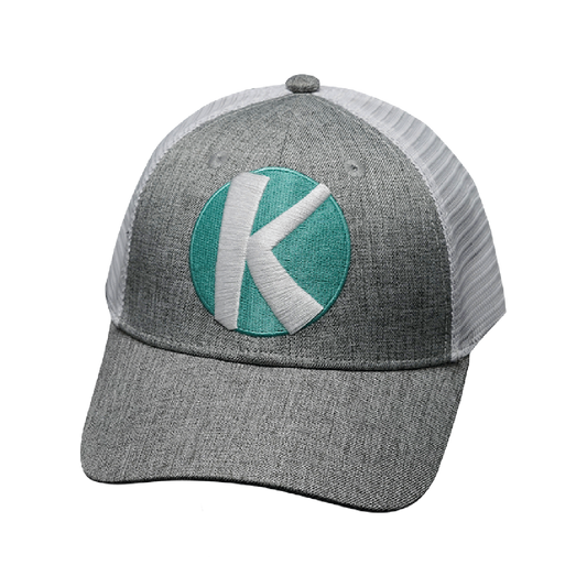 Custom - 6 Panel - Shallow Fit - Heather Gray / White -  Trucker Mesh (Unisex)