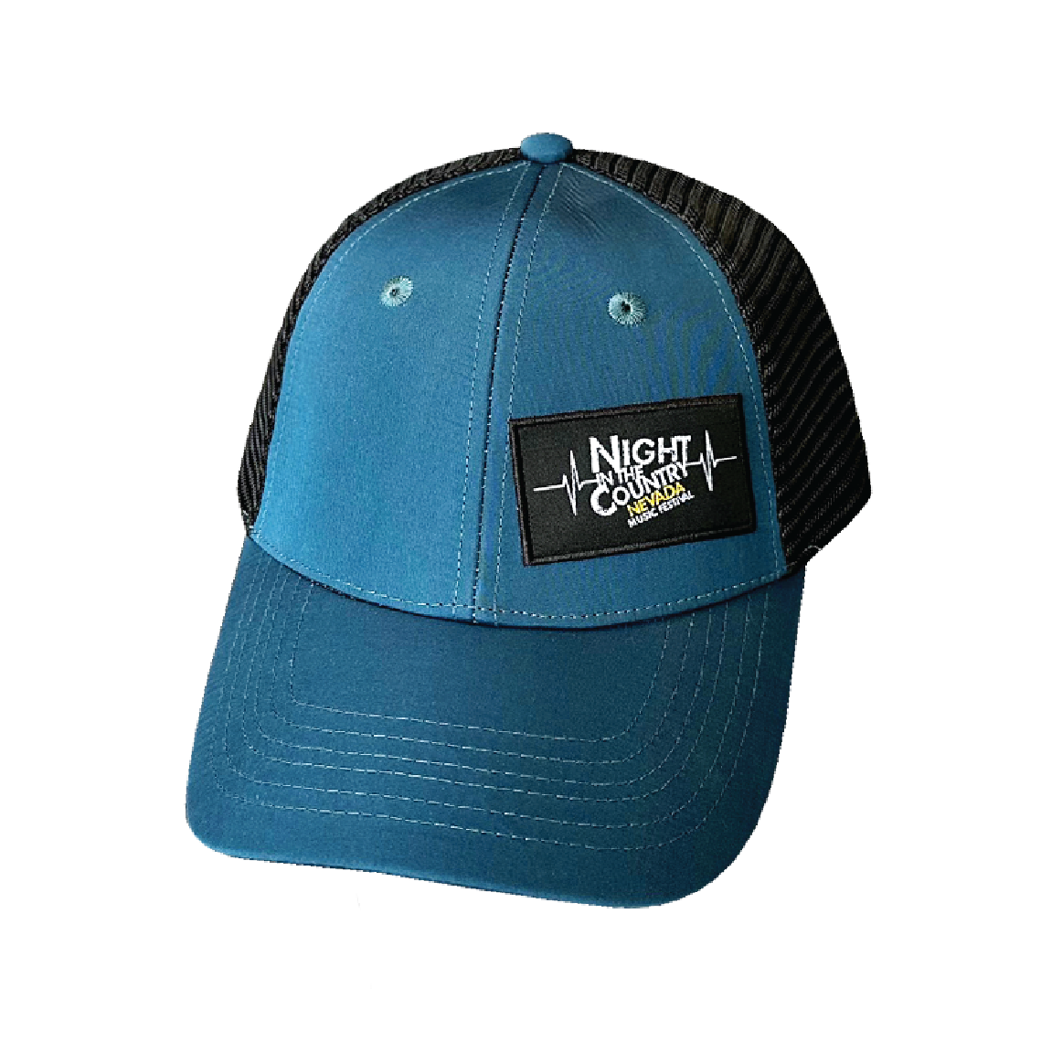 Custom - 6 Paneel - Shallow Fit -  Sea Blue / Black - Trucker Mesh (Unisex)
