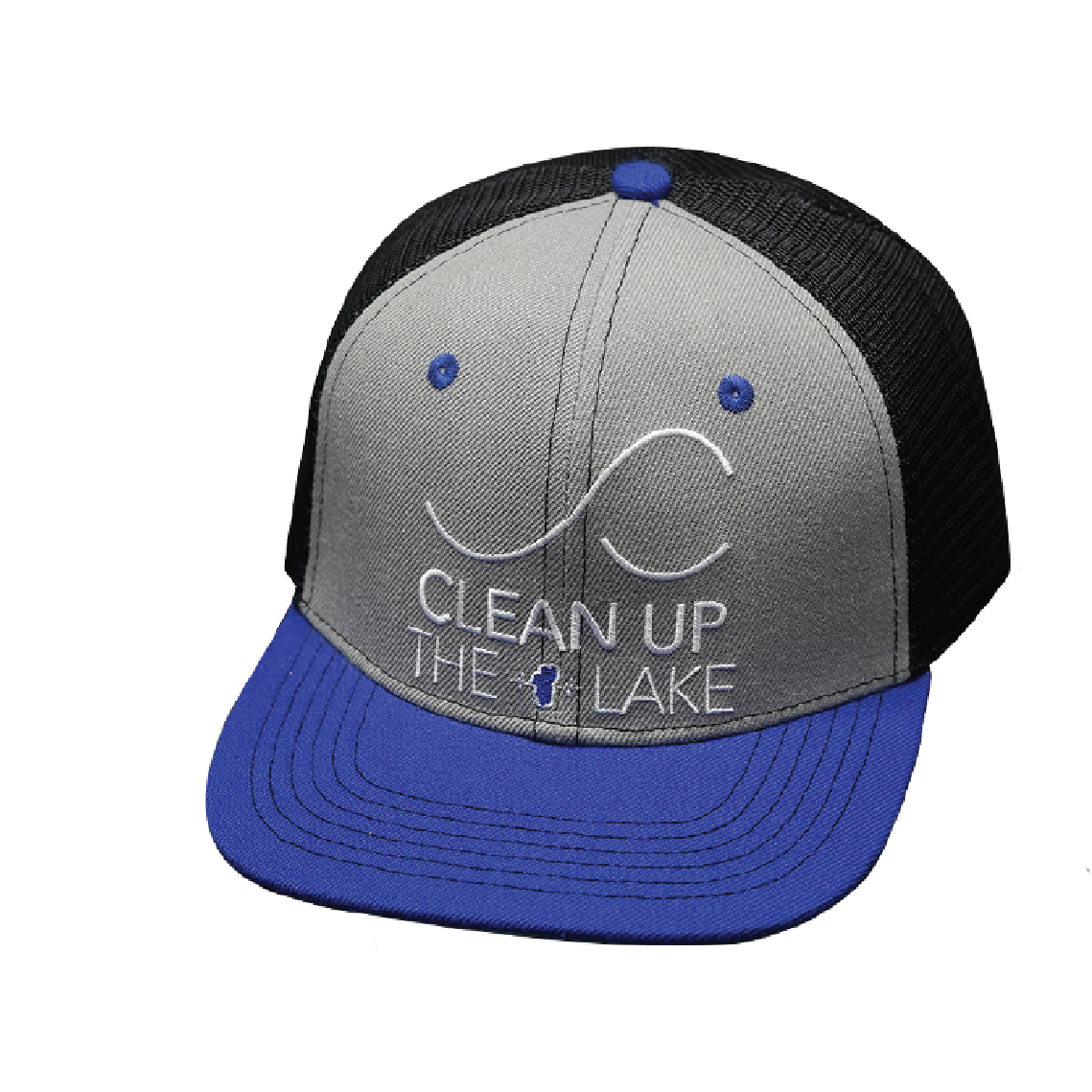 Custom - 6 Panel - Royal Blue / Gray / Black - Trucker Mesh (Unisex)
