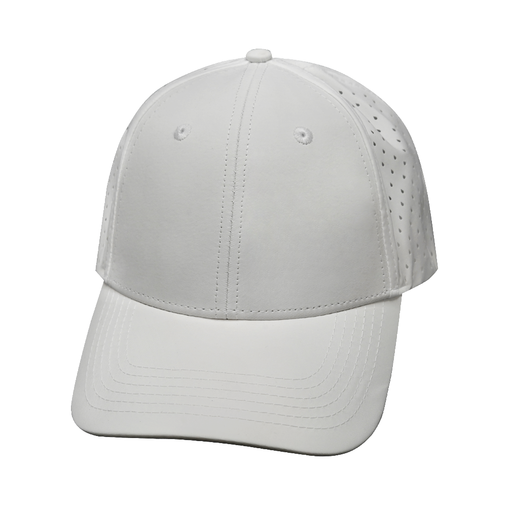 6 Panel - Shallow Fit - Pony Tail - White - Laser Mesh (Unisex)