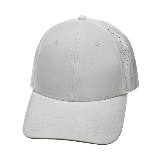 6 Panel - Shallow Fit - Pony Tail - White - Laser Mesh (Unisex)