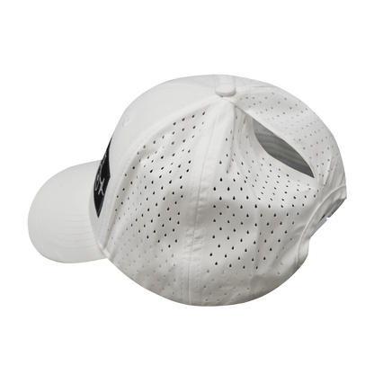 6 Panel - Shallow Fit - Pony Tail - White - Laser Mesh (Unisex)