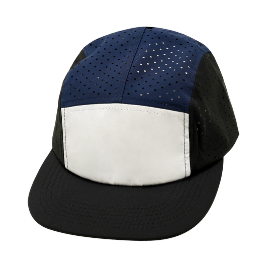 5 Panel - Sporty - Unstructured - Pony Tail - Black / White / Navy - Laser Mesh (Unisex)