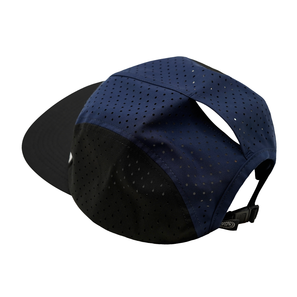 5 Panel - Sporty - Unstructured - Pony Tail - Black / White / Navy - Laser Mesh (Unisex)