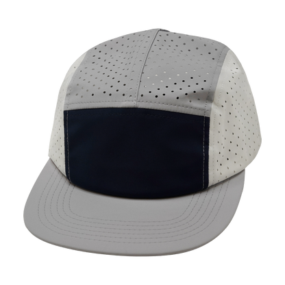 5 Panel - Sporty - Unstructured - Pony Tail - Gray / Navy / White - Laser Mesh (Unisex)