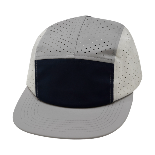 5 Panel - Sporty - Unstructured - Pony Tail - Gray / Navy / White - Laser Mesh (Unisex)