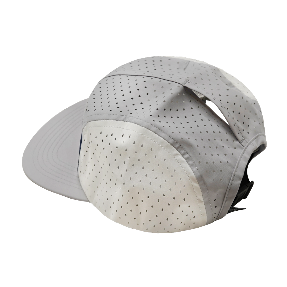 5 Panel - Sporty - Unstructured - Pony Tail - Gray / Navy / White - Laser Mesh (Unisex)