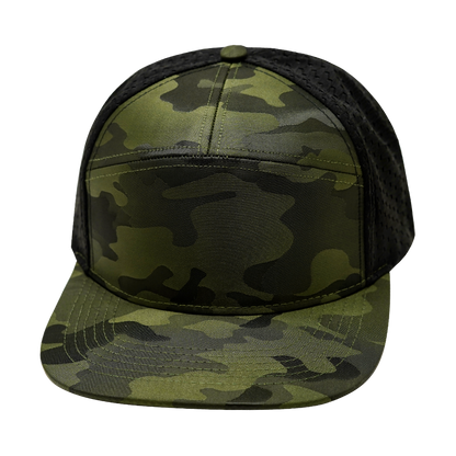 7 Panel - Green Camo / Black - Jersey Mesh (Unisex)