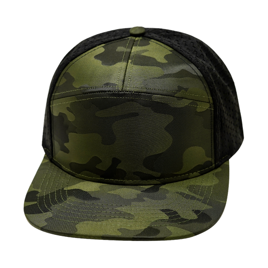 7 Panel - Green Camo / Black - Jersey Mesh (Unisex)