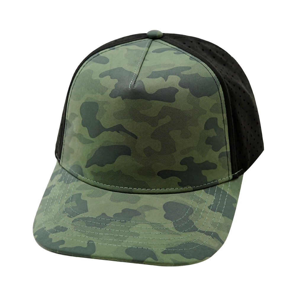 5 Panel - Structured - Teal Camo / Black - Laser Mesh (Unisex)