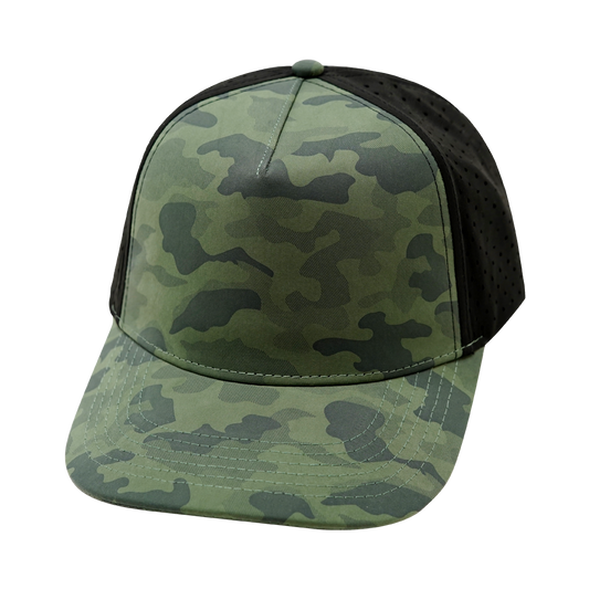 5 Panel - Structured - Teal Camo / Black - Laser Mesh (Unisex)