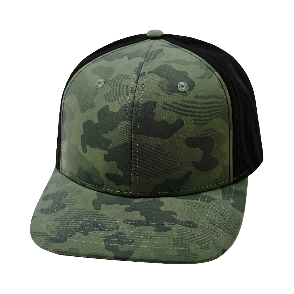 6 Panel - Teal Camo / Black - Laser Mesh (Unisex)