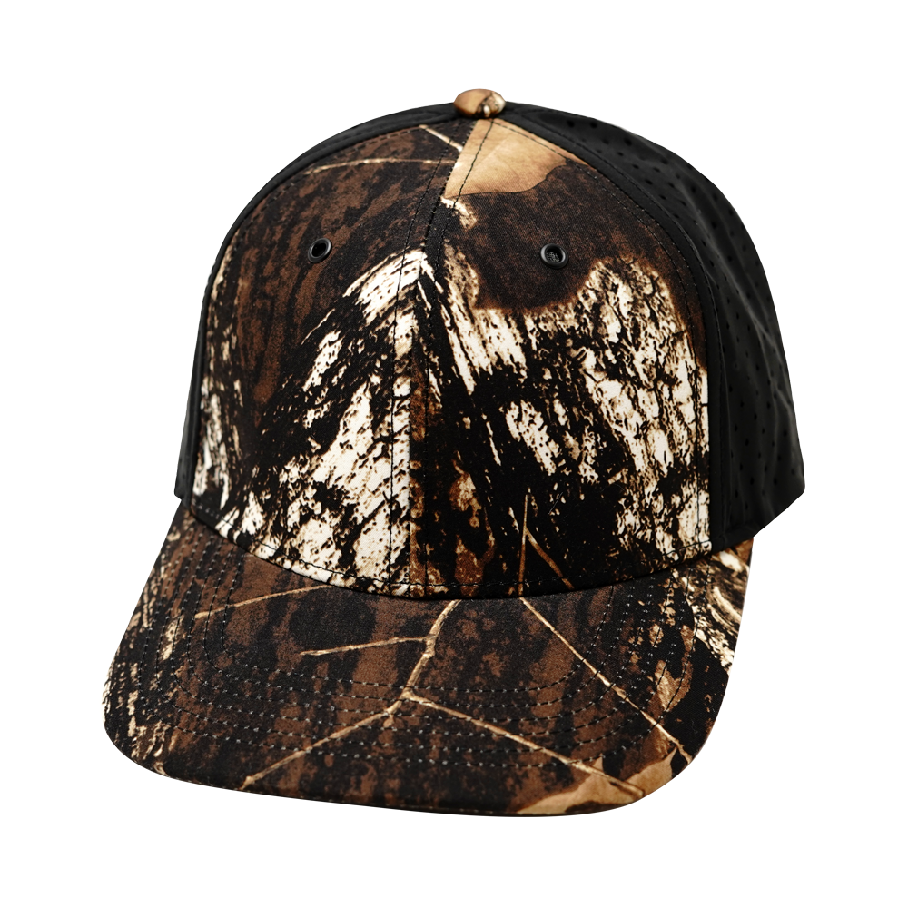 6 Panel - Natural Tree Camo / Black - Laser Mesh (Unisex)