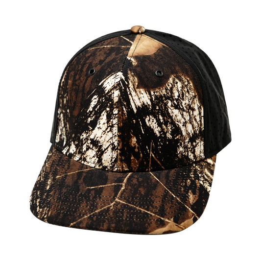 6 Panel - Natural Tree Camo / Black - Laser Mesh (Unisex)