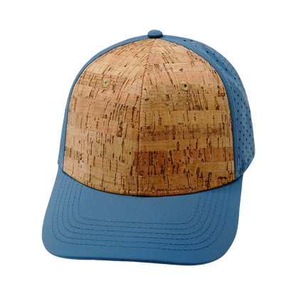 6 Panel - Cork - Slate Blue - Laser Mesh (Unisex)