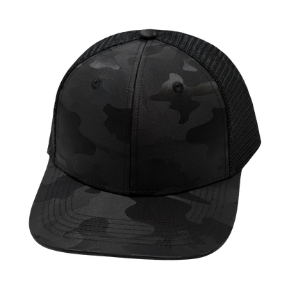 6 Panel  - Black Camo / Black - Laser Mesh (Unisex)