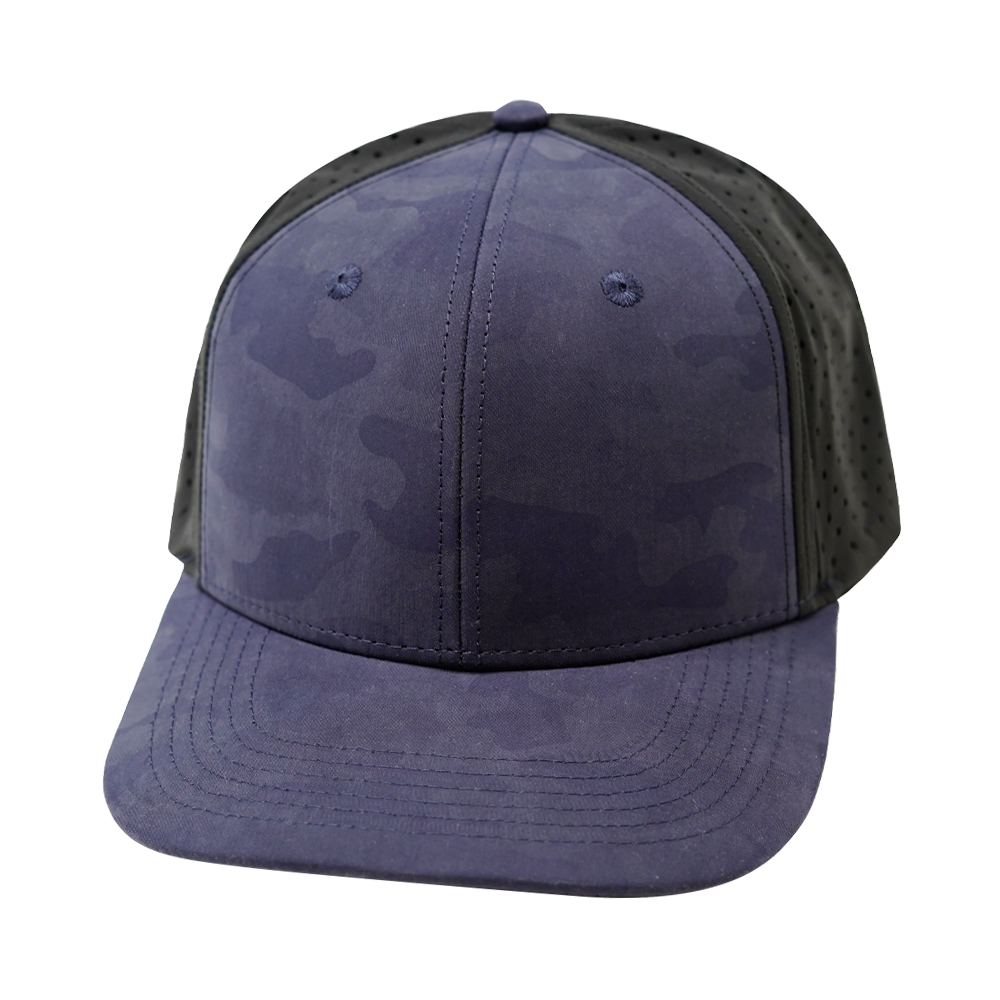 6 Panel - Blue Camo / Black - Laser Mesh (Unisex)