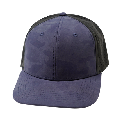 6 Panel - Blue Camo / Black - Laser Mesh (Unisex)