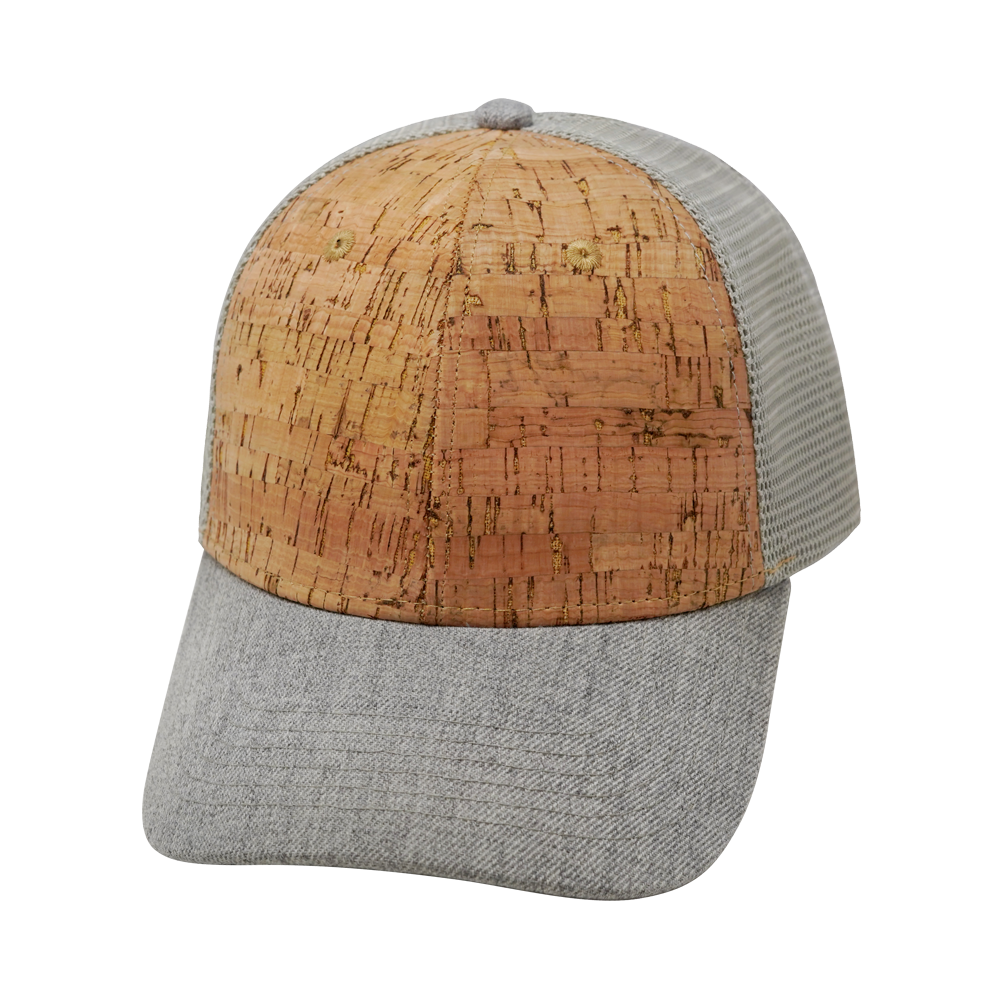 6 Panel - Shallow Fit - Cork - Heather Gray / Gray - Trucker Mesh (Unisex)