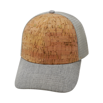 6 Panel - Shallow Fit - Cork - Heather Gray / Gray - Trucker Mesh (Unisex)