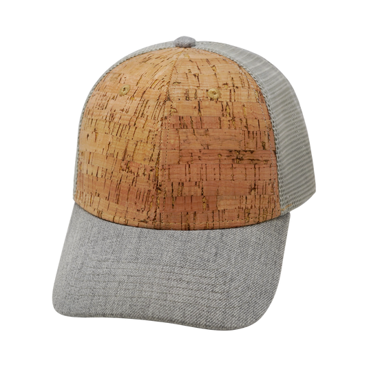6 Panel - Shallow Fit - Cork - Heather Gray / Gray - Trucker Mesh (Unisex)