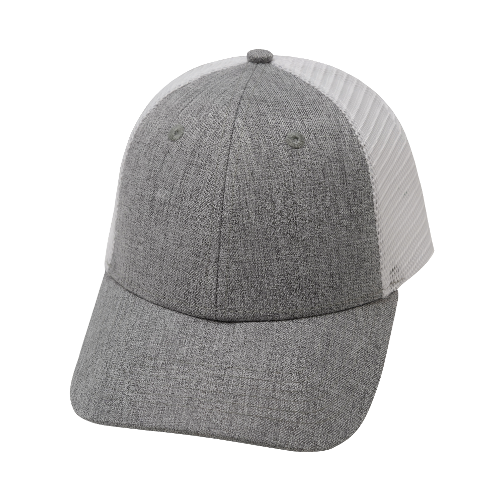 6 Panel  - Shallow Fit - Gray / White - Laser Mesh (Unisex)