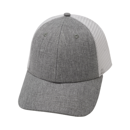 6 Panel  - Shallow Fit - Gray / White - Laser Mesh (Unisex)