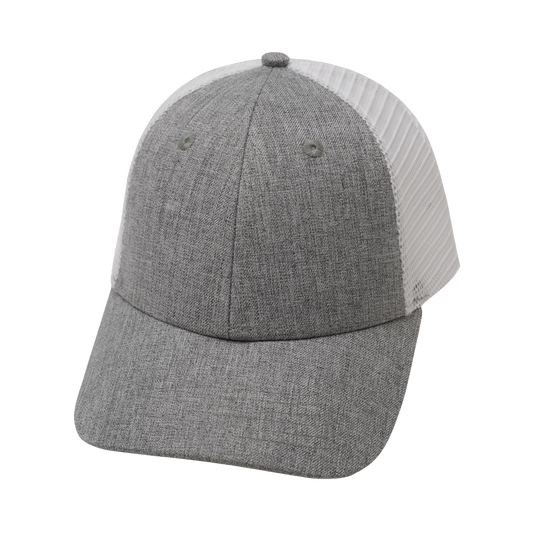 6 Panel  - Shallow Fit - Gray / White - Laser Mesh (Unisex)
