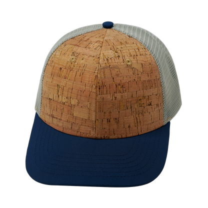 6 Panel  - Cork - Navy / Gray - Trucker Mesh (Unisex)