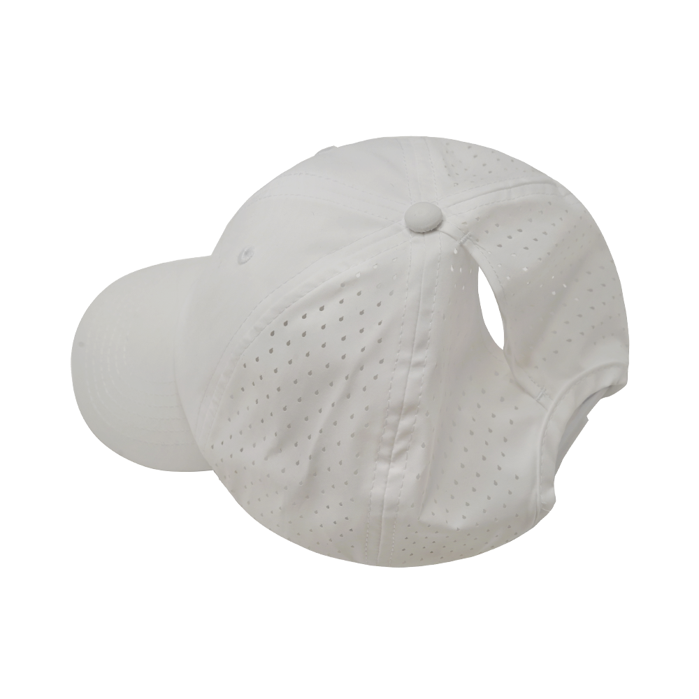 6 Panel - Unstructured - Relaxed Fit - Pony Tail - White - Laser Mesh (Unisex)