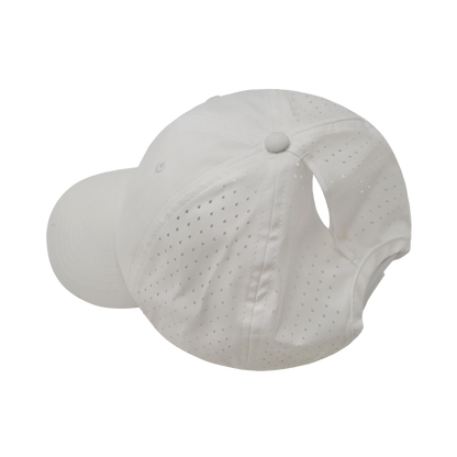 6 Panel - Unstructured - Relaxed Fit - Pony Tail - White - Laser Mesh (Unisex)