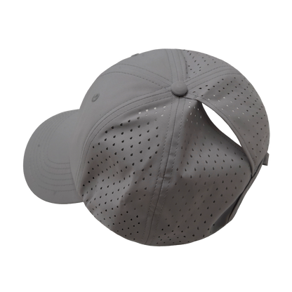 6 Panel - Unstructured - Relaxed Fit - Pony Tail - Gray - Laser Mesh (Unisex)