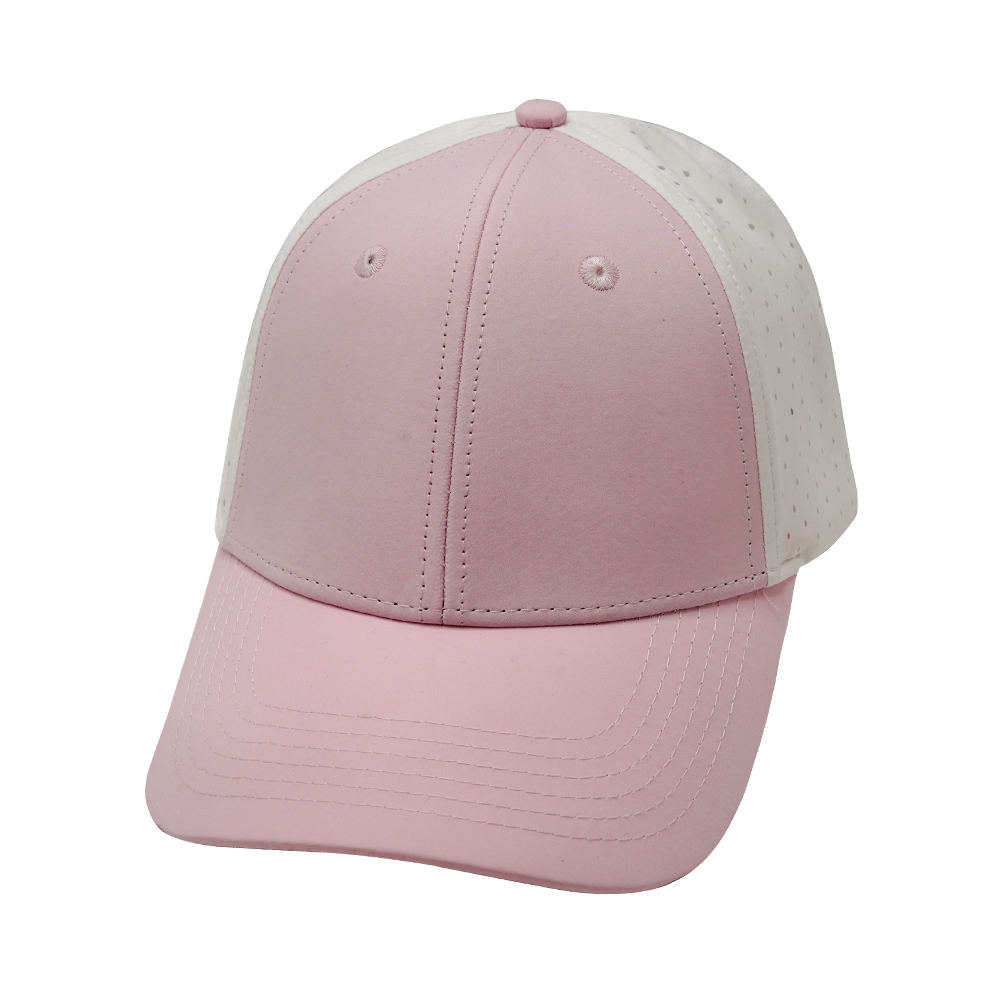 6 Panel - Shallow Fit - Pony Tail - Light Pink / White - Laser Mesh (Unisex)