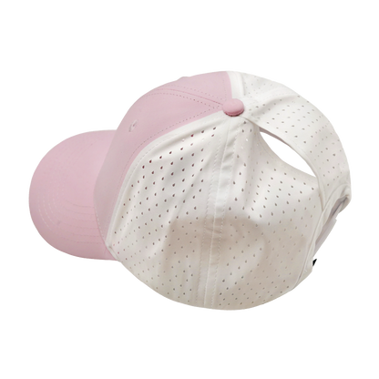 6 Panel - Shallow Fit - Pony Tail - Light Pink / White - Laser Mesh (Unisex)