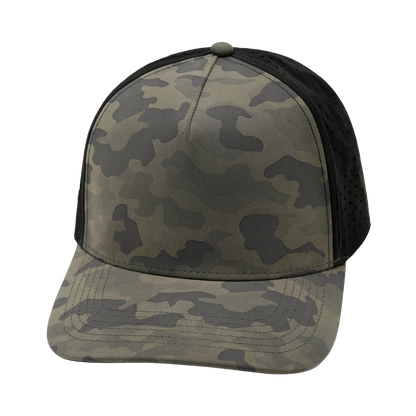 5 Panel - Structured - Charcoal Camo / Black - Laser Mesh (Unisex)