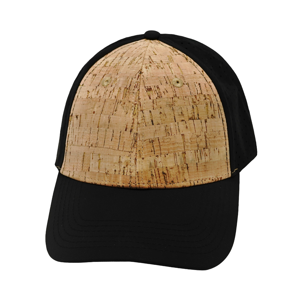 6 Panel - Shallow Fit - Pony Tail - Cork - Black - Laser Mesh (Unisex)